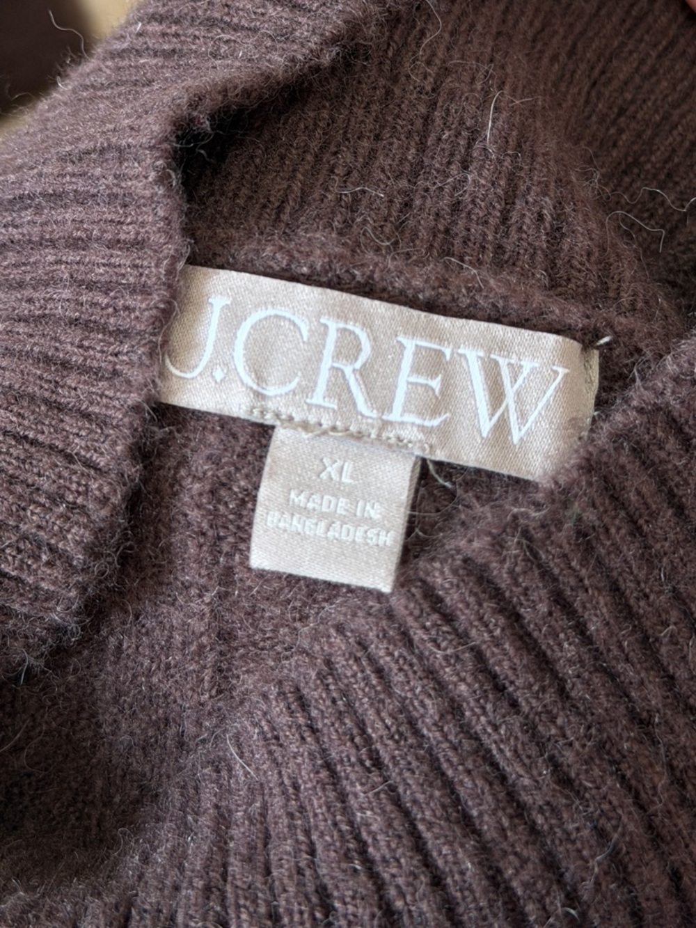 J CREW Ribbed Mockneck Sweater in Supersoft yarn Size XL Brown Knit BM209 - Picture 3 of 8